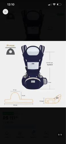CANGURU PORTA BEBÊ ERGONÔMICO 7 EM 1 COM APOIO DE CINTURA 