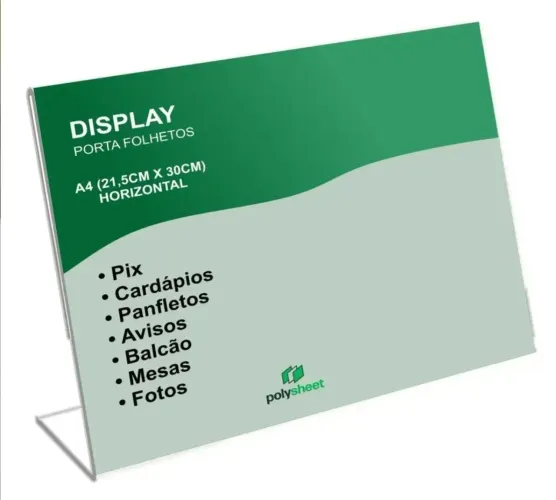 Display Acrilico A4 L Horizontal Qr Code 30x21 10 Uni