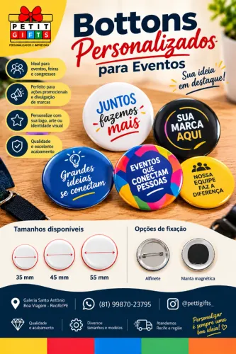 Bottons Personalizados para Eventos 35mm 45mm 55mm