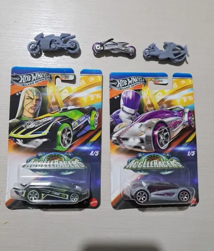 Lote acceleracers silver + motos 3d