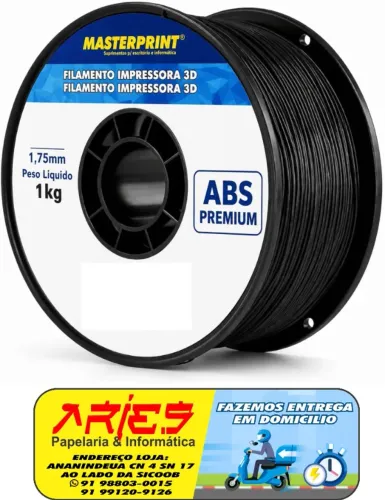 FILAMENTO IMPRESSORA 3D ABS PREMIUM PRETO 1,75 MM 1 KG MASTERPRINT