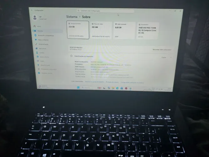 Not.HP Elitebook 745 Proc. AMD A8 Win 11 ssd 240 8gb Ram tela 14 tec. luminoso + Brinde 