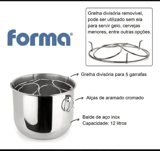 Champanheira Forma Inox 5 Garrafas 