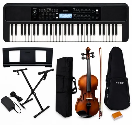 Kit teclado Yamaha PSR-383 + um violino vogga 4/4 todos com nota fiscal e garantia ainda