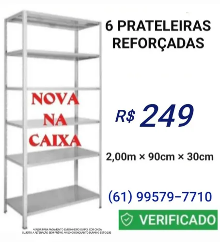 Estantes de Aço 6 Prateleiras Reforçadas para Comércio etc