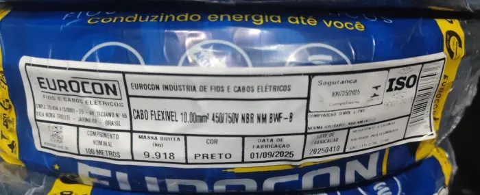 Cabos e Fios Elétrico Flexível 10,0mm 1° Linha Premium 