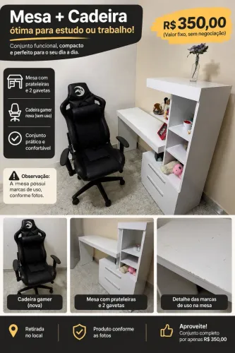 Mesa + Cadeira Gamer