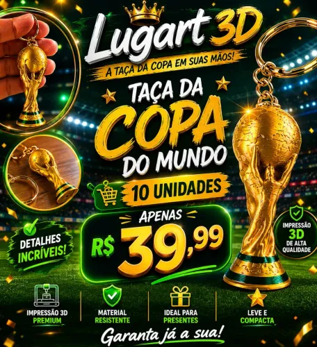 Taça Copa do Mundo - 3D PACK COM 10 UNIDADES