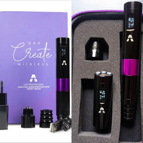 Máquina de Tatuagem e Micropigmentação Pen Rotativa Aston