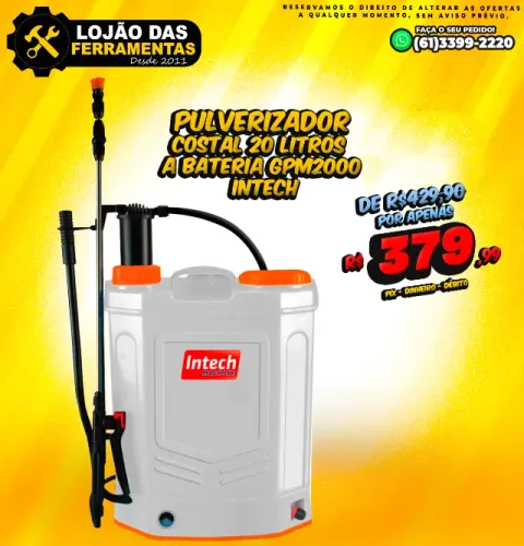 Pulverizador Costal 20 Litros a Bateria Gpm2000 Intech