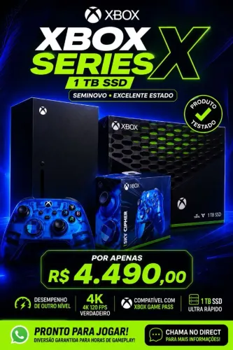Xbox Series X 1TB Super Novo com Controle Translúcido 