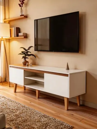 Rack Estante Sala Nicho Madeira Moderno Branco