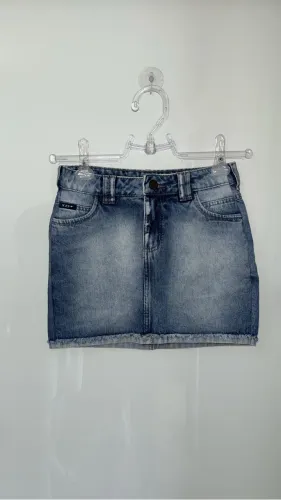 Saia jeans feminina lisa