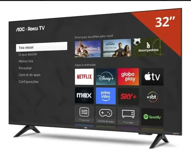 Smart Tv LED Hd 32 Polegadas AOC Sistema Roku TV Wi-Fi HDMI