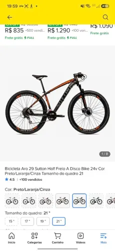 Bicicleta Aro 29 Sutton Half Freio A Disco Bike 24v
