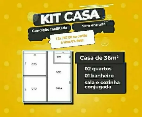 Oferta!! Kit Casa Pré moldada 36mts2