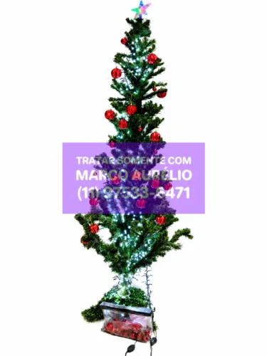 Árvore de Natal Hastes 210CM Grande com Enfeite e 2 Piscas LED - R$ 300 Completa