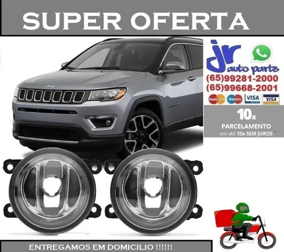 Par Farol De Milha Jeep Compass 2016 2017 2018 2019  Auxiliar Neblina