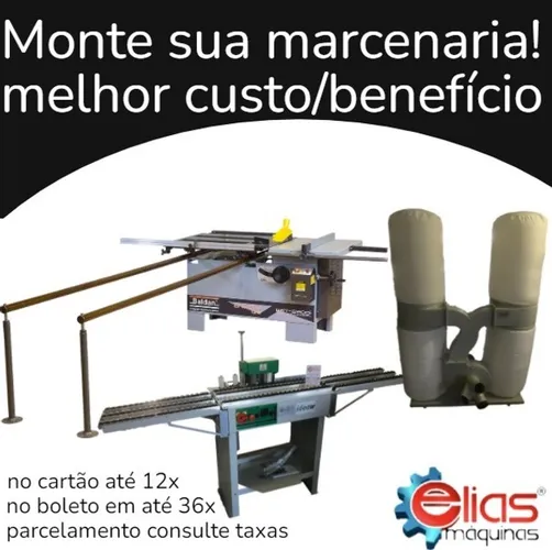 Kit maquinas para marcenaria - esquadrejadeira + coladeira + coletor de pó - Menor preço!