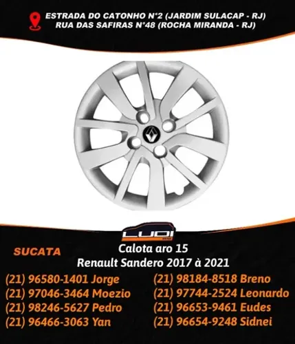 Calota aro 15 Renault Sandero 2017 à 2021