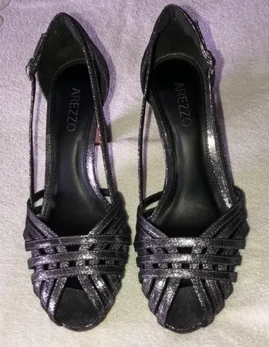 Sandália prateada natural glam 35 Arezzo