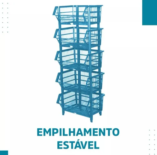 Cesto plástico empilhamento