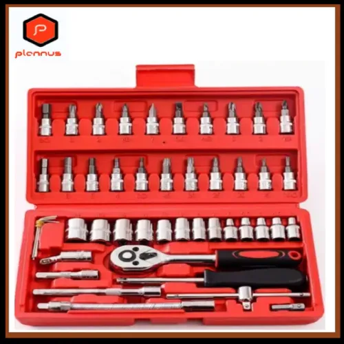 Kit Jogo de Chaves Catraca com 46 Peças Soquetes Reversível Ferramenta (z290) 