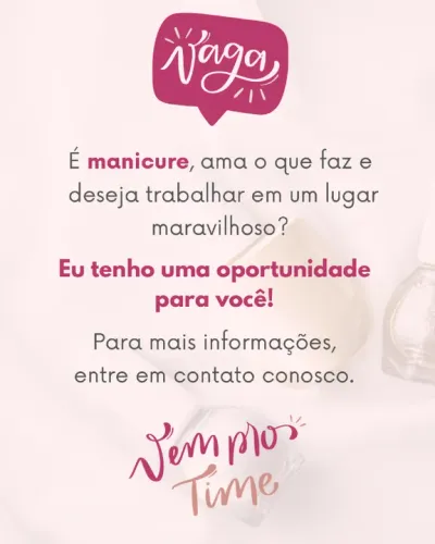 Vaga para Manicure e Nail Design
