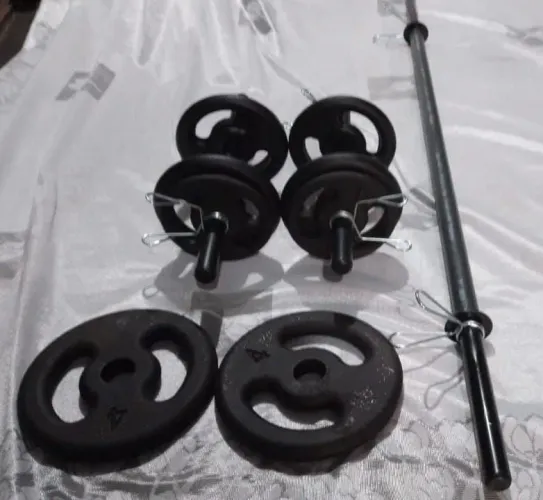 Kit completo novo barras e anilhas 