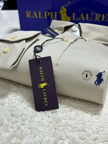 Camisa Manga Longa Oxford Polo Ralph Lauren - Bege - Tam. GG