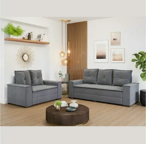 Conjunto de Estofados de 3 e 2 Lugares Barcelona (Novo)