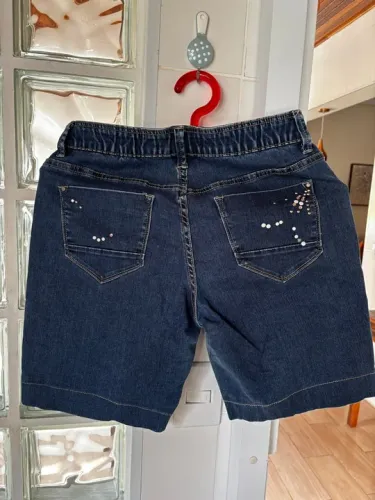 Bermuda Jeans Feminino com Detalhes TAM M
