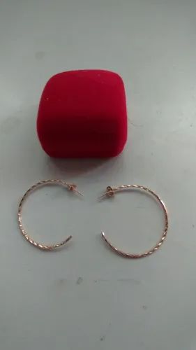 Brincos Rommanel folheados a ouro 18k - argola textura delicada