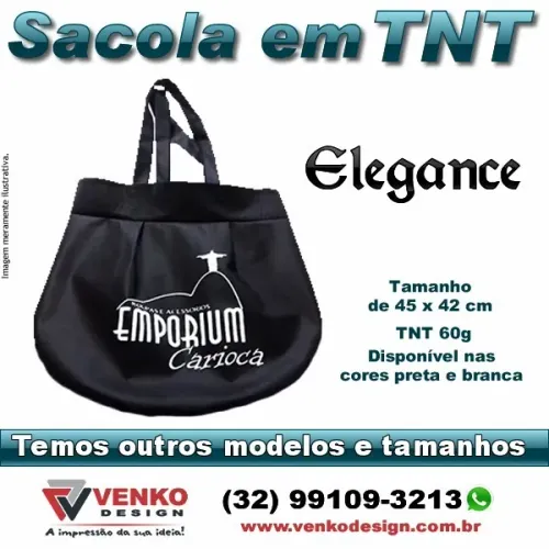 SACOLA BOLSA EM TNT ELEGANCE PERSONALIZADA COM A SUA LOGOMARCA