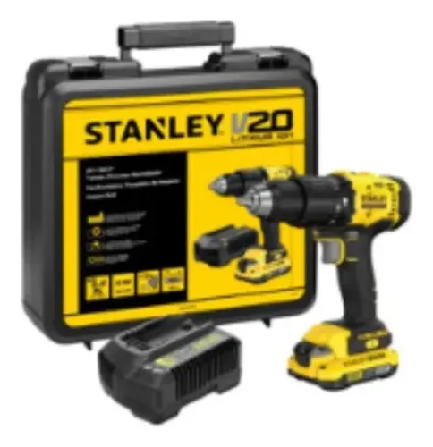 Parafusadeira Furadeira de Impacto 20V com Bateria e Carregador Stanley SCD712D1K-BR