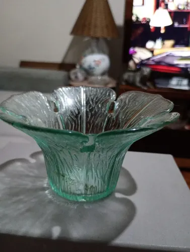 Vaso Decorativo de Vidro Verde Floral