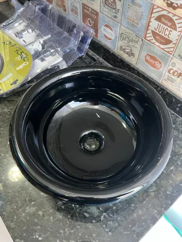 Cuba de Sobrepor Redonda 36cm SMSL Preto - Celite (Mostruário)