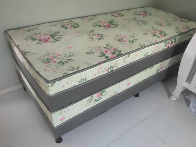 Cama Box Solteiro Floral Molas Ensacadas Novas