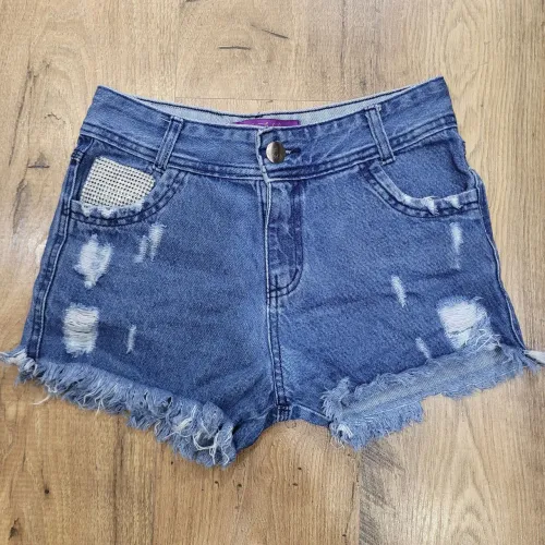 Shorts Jeans hello fun com Detalhe em Strass
