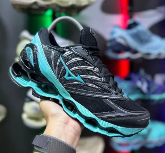 Tênis Mizuno Wave Prophecy X - Preto com detalhes em Azul