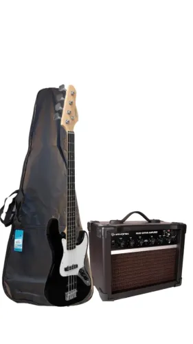 Kit Contra-baixo Elétrico 4 cordas Giannini GB-100 Black + Capa + Amplificadora