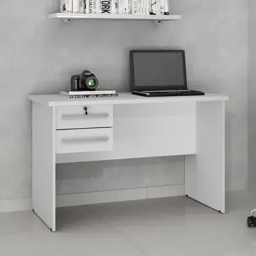 Escrivaninha Para Notebook 2 Gavetas Com Chave Byte Valdemóveis Branco