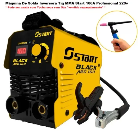 Máquina De Solda Inversora Tig Black Arc Start 160A Mma 220v Profissional eletrodo até 3,2