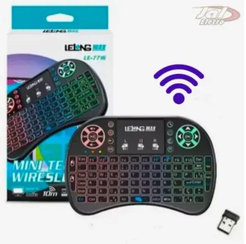 Mini Teclado Led Colorido Sem Fio