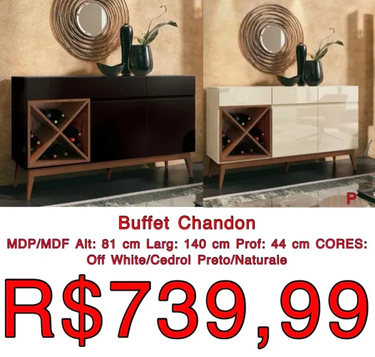 Aparador Buffet Chandon 1.40m / 2 cores disponíveis  / frete grátis / pague na entrega 