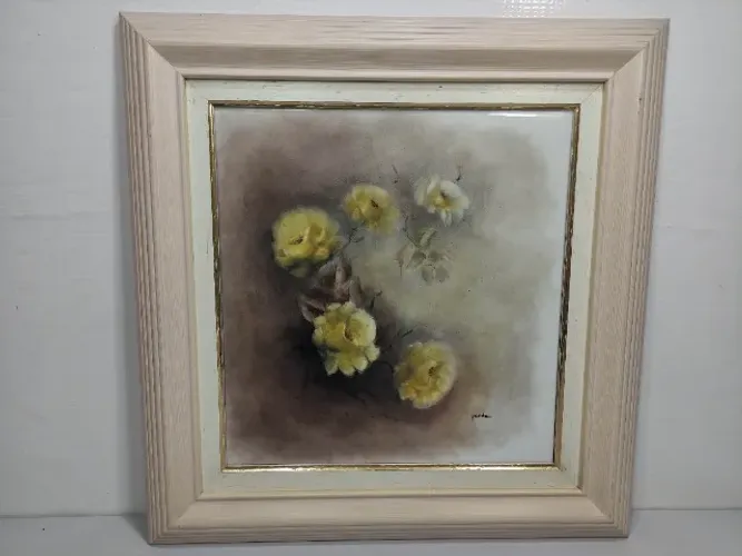 Antigo Quadro Pintado 47x46 Flor Minas Retro Decoração (Usado)
