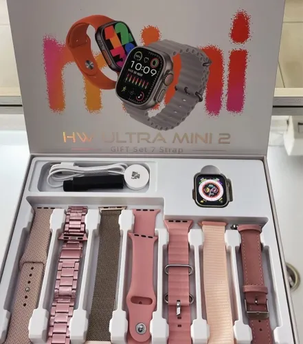 Smartwatch HW Ultra Mini 2 - Kit Completo com 7 Pulseiras!