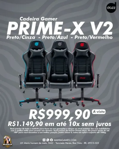 Cadeira Gamer Prime-X V2 - Preto/Cinza - Dazz
