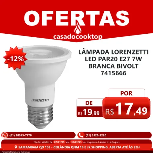 Lâmpada lorenzetti led par20 e27 7w branca bivolt 7415666