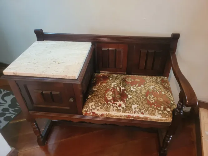 Mesa Antiga de Telefone com Assento 